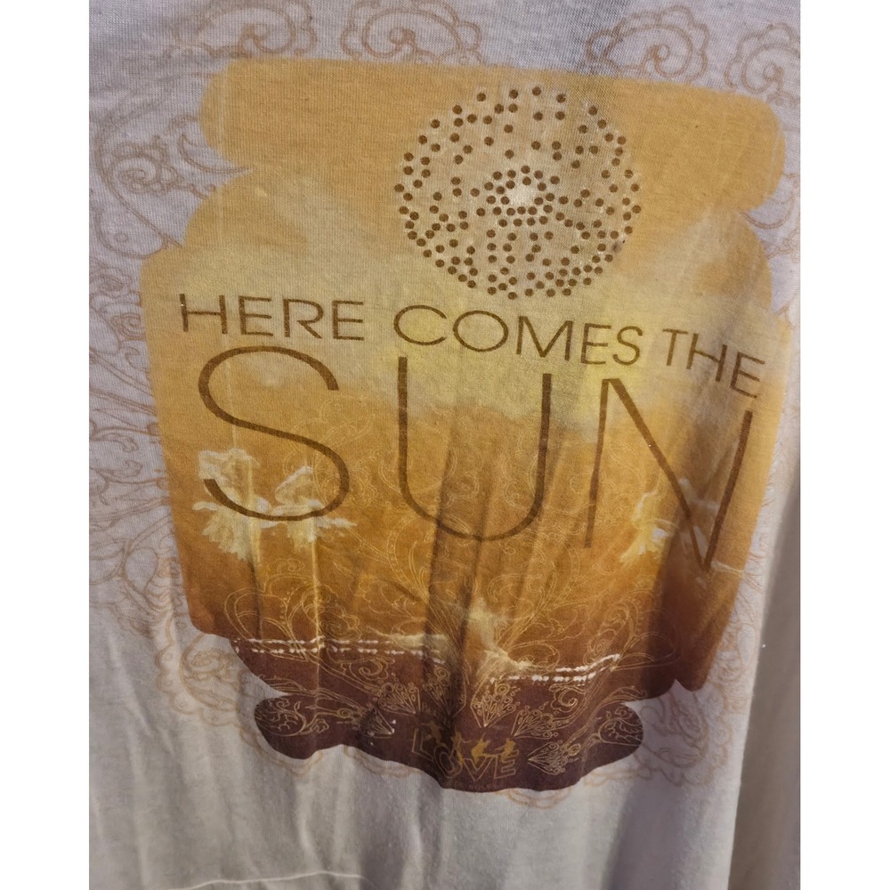 Love‎ Here Comes The Sun Graphic Shirt Women's Size XL Tan The Beatles - Picture 2 of 9